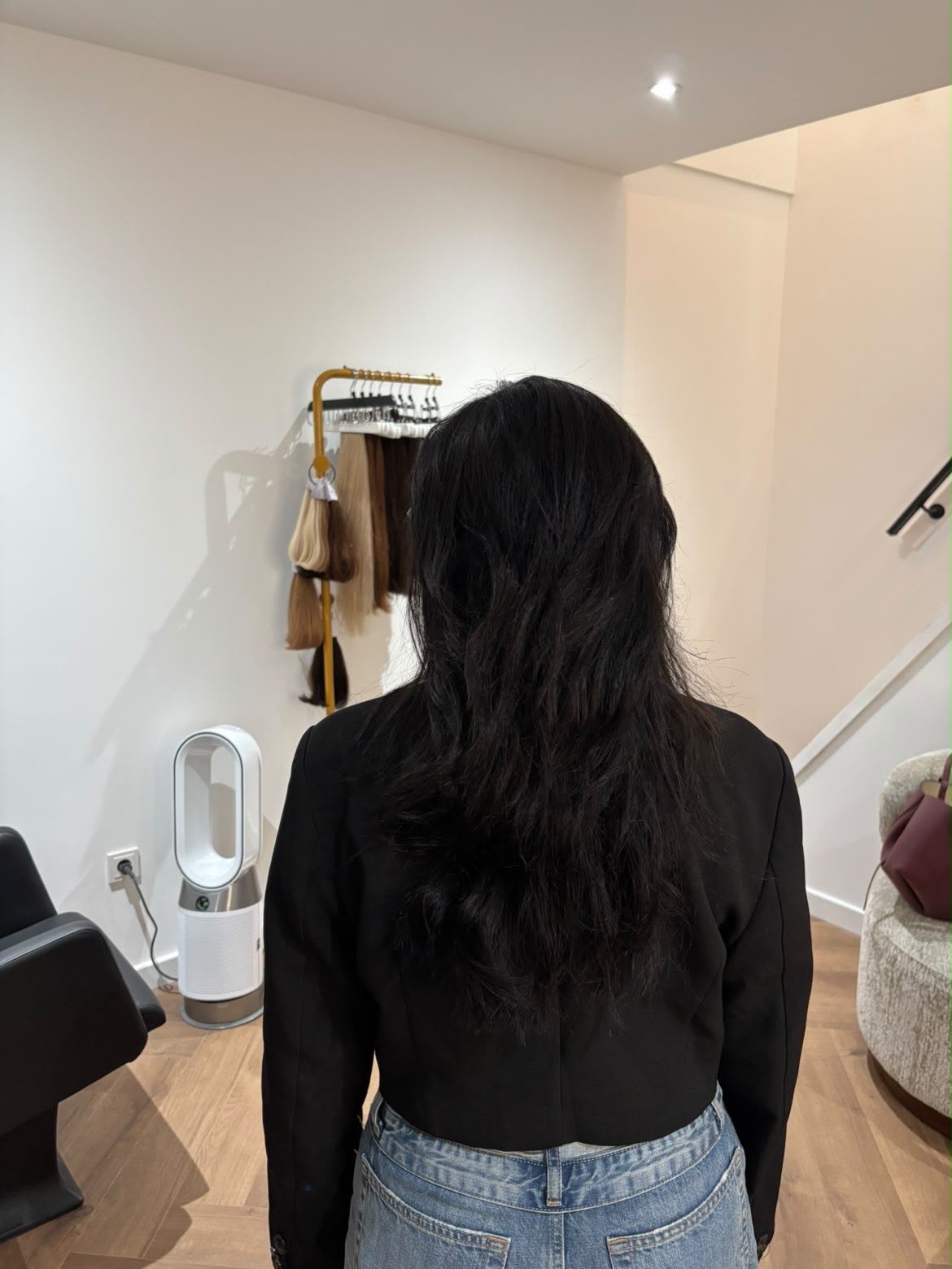 Before — donkerbruin haar zonder extensions